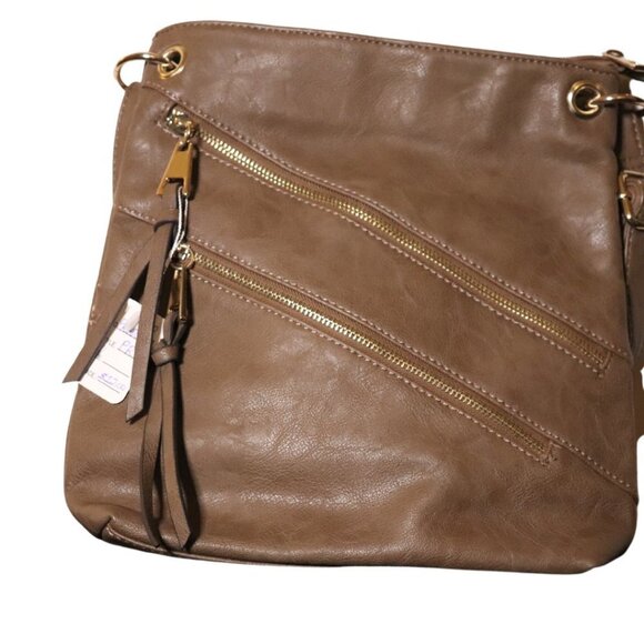 K STUDIO BROWN MULTI ZIPPER  PURSE - Picture 2 of 3